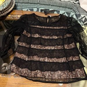 BCBG NWT lace w/ ruffles  top M